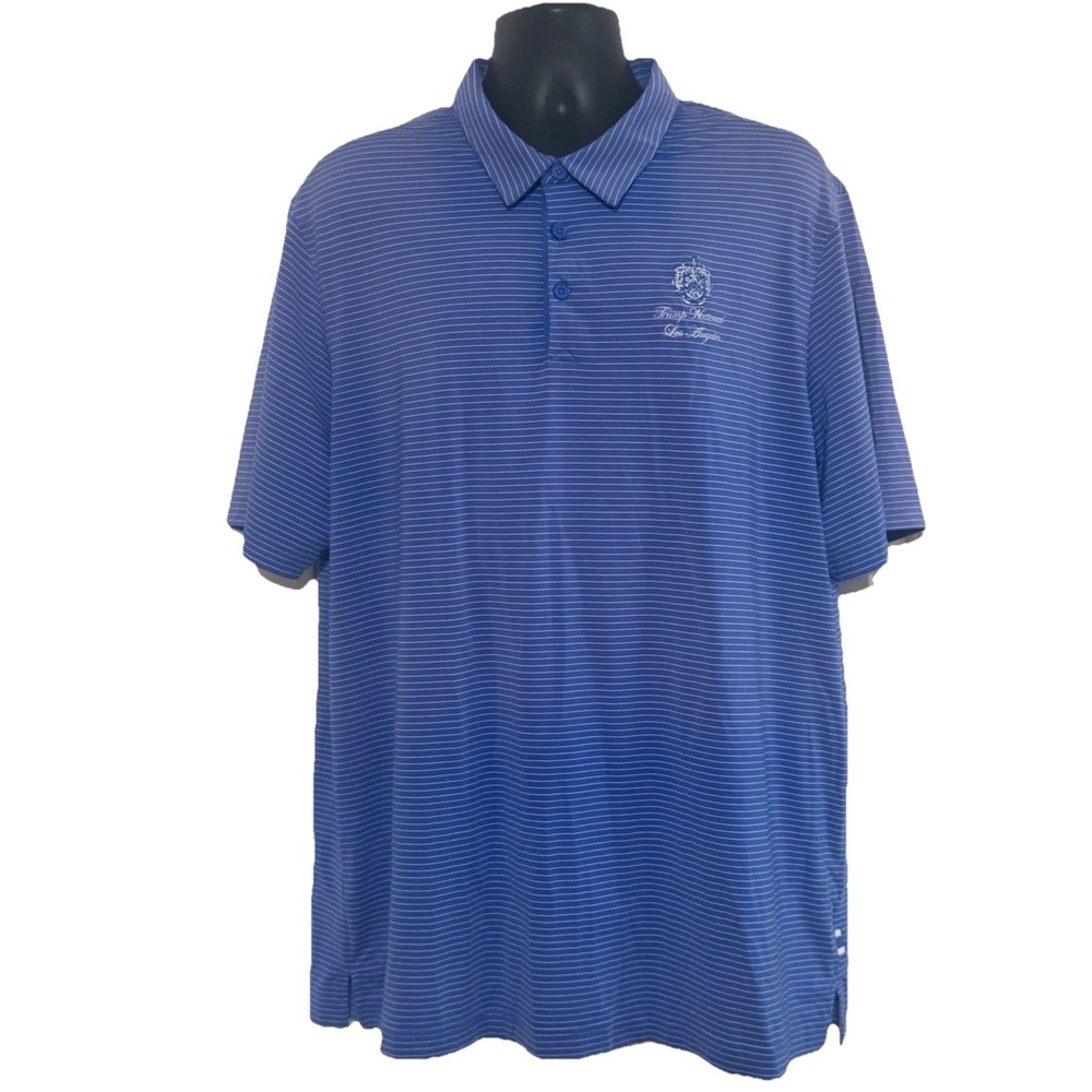 Adidas Golf Polo Shirt Adi Pure Trump National LA Sz XL Blue Stripe Tennis